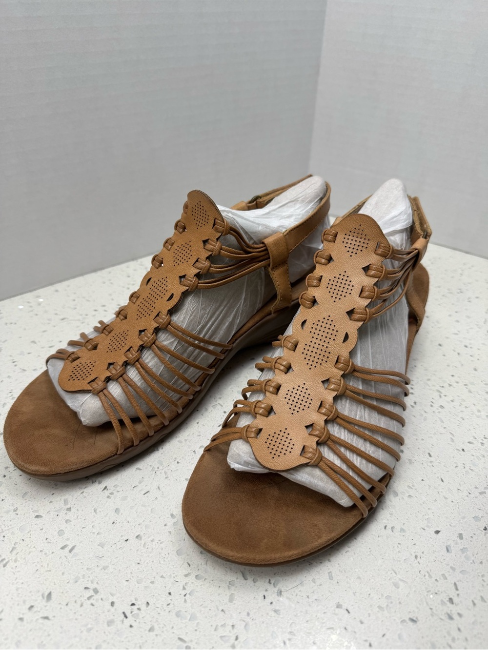 BareTraps Tan Strappy Cutout Gladiator Sandals